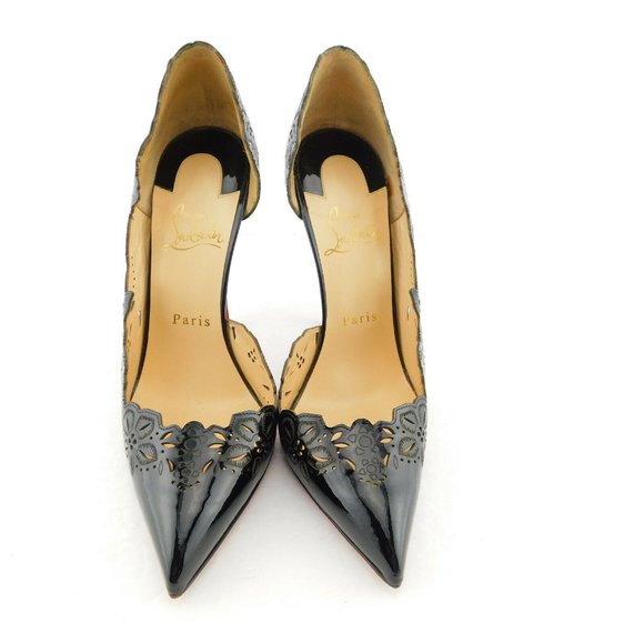 CHRISTAIN LOUBOUTIN Black Laser Cut D'orsay Pumps 38.5 - Picture 3 of 10